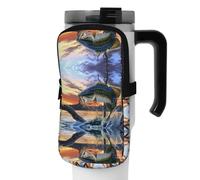 WANLON Bass Fishing Wave - Bolsa de accesorios versátil para botella deportiva, ideal para caminar, senderismo, yoga, gimnasio, resistencia al agua y a prueba de golpes, Black, M, Soporte para