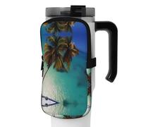 WANLON Beach Coconut Sunshine - Bolsa de accesorios versátil para botella deportiva, ideal para caminar, senderismo, yoga, gimnasio, resistencia al agua y a prueba de golpes, Black, M, Soporte para
