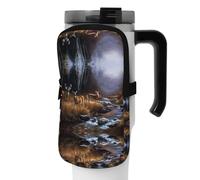 WANLON Beauty Deer - Bolsa de accesorios versátil para botellas deportivas, ideal para caminar, senderismo, yoga, gimnasio, resistencia al agua y a prueba de golpes, Black, M, Soporte para tarjetas de