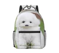 WANLON Bichon Frise - Mochila de lona para perro, ligera y cómoda, perfecta para la escuela secundaria, la universidad, viajes, estilo y simplicidad