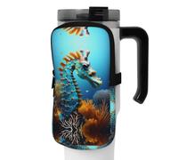 WANLON Blue Seahorse - Bolsa de accesorios versátil para botella deportiva, ideal para caminar, senderismo, yoga, gimnasio, resistente al agua y a prueba de golpes, Black, S, Soporte para tarjetas de