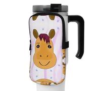 WANLON Bolsa de accesorios versátil con diseño de cabeza de caballo de dibujos animados, ideal para caminar, senderismo, yoga, gimnasio, resistencia al agua y a prueba de golpes, Black, M, Soporte