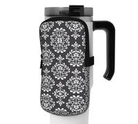 WANLON Bolsa de accesorios versátil con patrón de damasco, ideal para caminar, senderismo, yoga, gimnasio, resistencia al agua y a prueba de golpes, Black, M, Soporte para tarjetas de visita