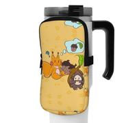 WANLON Bolsa de accesorios versátil para botella deportiva con diseño de ardilla y semillas de girasol, ideal para caminar, senderismo, yoga, gimnasio, resistencia al agua y a prueba de golpes, Black