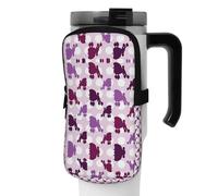 WANLON Bolsa de accesorios versátil para botella deportiva con diseño de caniche morado, ideal para caminar, senderismo, yoga, gimnasio, resistente al agua y a prueba de golpes, Black, M, Soporte para