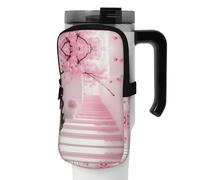 WANLON Bolsa de accesorios versátil para botella deportiva con diseño de flor de cerezo rosa, ideal para caminar, senderismo, yoga, gimnasio, resistente al agua y a prueba de golpes, Black, S, Soporte