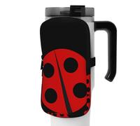 WANLON Bolsa de accesorios versátil para botella deportiva con diseño de mariquita, ideal para caminar, senderismo, yoga, gimnasio, resistente al agua y a prueba de golpes, Black, M, Soporte para