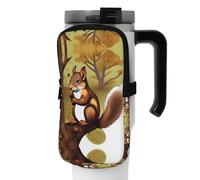 WANLON Bolsa de accesorios versátil para botella deportiva de ardilla que come nueces, ideal para caminar, senderismo, yoga, gimnasio, resistencia al agua y a prueba de golpes, Black, M, Soporte para