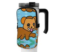 WANLON Bolsa de accesorios versátil para botella deportiva de perro de dibujos animados, ideal para caminar, senderismo, yoga, gimnasio, resistente al agua y a prueba de golpes, Black, M, Soporte para