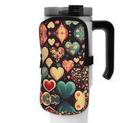 WANLON Bolsa de accesorios versátil para botellas deportivas con diseño de flores de corazón, ideal para caminar, senderismo, yoga, gimnasio, resistente al agua y a prueba de golpes, Black, S, Soporte
