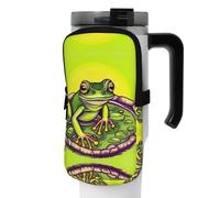 WANLON Bolsa de accesorios versátil para botellas deportivas Frog in a Pond, ideal para caminar, senderismo, yoga, gimnasio, resistencia al agua y a prueba de golpes, Black, S, Soporte para tarjetas