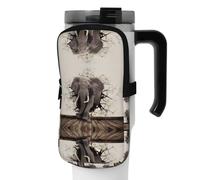 WANLON Broken Wall Elephant - Bolsa de accesorios versátil para botella deportiva, ideal para caminar, senderismo, yoga, gimnasio, resistencia al agua y a prueba de golpes, Black, M, Soporte para