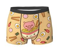 WANLON Calzoncillos tipo bóxer para hombre, con estampado de ramen, transpirable, elástico, con diseño cóncavo convexo, bragueta refrescante, Negro, S