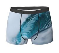 WANLON Calzoncillos tipo bóxer para hombre, diseño convexo cóncavo, con estampado de ondas, color verde océano, con diseño convexo cóncavo, bragueta refrescante, Negro, L