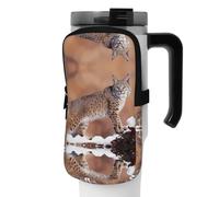WANLON Canada Lynx - Bolsa de accesorios versátil para botella deportiva, ideal para caminar, senderismo, yoga, gimnasio, resistencia al agua y a prueba de golpes, Black, M, Soporte para tarjetas de