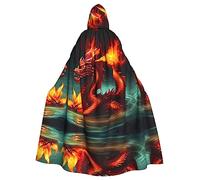 WANLON Capa con capucha Dragon King in Fire para adultos, perfecta para cosplay, Navidad, bailes de máscaras, Halloween, carnaval de Pascua, fiesta
