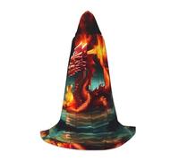 WANLON Capa con capucha Dragon King in Fire: perfecta para juegos de rol, Navidad, Halloween, Pascua, carnaval, fiesta y exposiciones de cómics