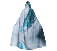 WANLON Capa con capucha Ocean Green Wave Surf para adultos, perfecta para cosplay, Navidad, bailes de máscaras, Halloween, carnaval de Pascua, fiesta