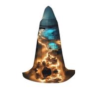 WANLON Capa con capucha View under the moon, perfecta para juegos de rol, cosplay, ideal para Navidad, Halloween, Pascua, fiesta de carnaval