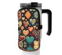 WANLON Colorful Hearts - Bolsa de accesorios versátil para botellas deportivas, ideal para caminar, senderismo, yoga, gimnasio, resistencia al agua y a prueba de golpes, Black, M, Soporte para