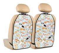 WANLON Corgi Pattern - Alfombrilla de almacenamiento antipatadas para asientos de coche, 2 protectores de respaldo de asiento, cobertura contra huellas y arañazos