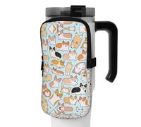WANLON Corgi Pattern - Bolsa de accesorios versátil para botella deportiva, ideal para caminar, senderismo, yoga, gimnasio, resistencia al agua y a prueba de golpes, Black, S, Soporte para tarjetas de