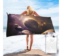 WANLON Cosmic Shining Planet - Juego de toallas de baño de microfibra de algodón suave y altamente absorbente para baño, playa y fitness