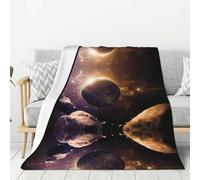 WANLON Cosmic Shining Planet - Manta de franela suave y acogedora, ideal para cama, sofá, campamento y viajes, manta ligera