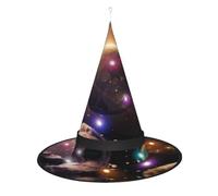 WANLON Cosmic Shining Planet - Sombrero de bruja para Halloween, vestido de fiesta de disfraces, ideal para carnaval, adultos, Navidad