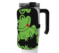 WANLON Cute Frog - Bolsa de accesorios versátil para botellas deportivas, ideal para caminar, senderismo, yoga, gimnasio, resistencia al agua y a prueba de golpes, Black, M, Soporte para tarjetas de