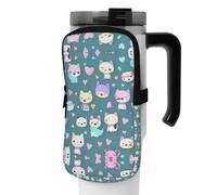 WANLON Cute Little Fox - Bolsa de accesorios versátil para botellas deportivas, ideal para caminar, senderismo, yoga, gimnasio, resistencia al agua y a prueba de golpes, Black, S, Soporte para