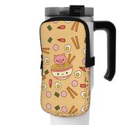 WANLON Delicious Sweet Ramen - Bolsa de accesorios versátil para botella deportiva, ideal para caminar, senderismo, yoga, gimnasio, resistencia al agua y a prueba de golpes, Black, S, Soporte para