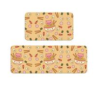 Wanlon Delicious Sweet Ramen - Juego de 2 tapetes para cocina, cómodos con diseño de fregadero de granja, decoración ideal para el hogar, alfombras de lavandería de pie