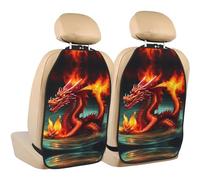 WANLON Dragon King in Fire - Alfombrilla de almacenamiento antipatadas para asientos de coche, 2 protectores de respaldo de asiento, cobertura contra huellas y arañazos
