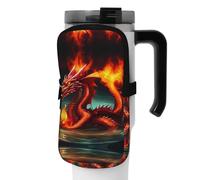 WANLON Dragon King in Fire - Bolsa de accesorios versátil para botella deportiva, ideal para caminar, senderismo, yoga, gimnasio, resistencia al agua y a prueba de golpes, Black, S, Soporte para