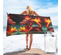 WANLON Dragon King in Fire - Juego de toallas de baño de microfibra de algodón suave y altamente absorbente para baño, playa y fitness