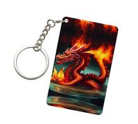 WANLON Dragon King in Fire - Llavero acrílico rectangular - Soporte para llavero de coche, accesorios personalizados para el hogar, motocicleta, oficina