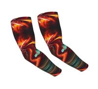 WANLON Dragon King in Fire - Mangas refrescantes unisex - Mangas elásticas de seda de hielo con protección solar, ideal para correr al aire libre, ciclismo