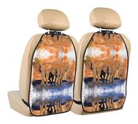WANLON Elephants Art - Alfombrilla de almacenamiento antipatadas para asientos de coche, 2 protectores de respaldo de asiento, cobertura contra huellas y arañazos