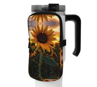 WANLON Farm Sunflower - Bolsa de accesorios versátil para botellas deportivas, ideal para caminar, senderismo, yoga, gimnasio, resistencia al agua y a prueba de golpes, Black, M, Soporte para tarjetas
