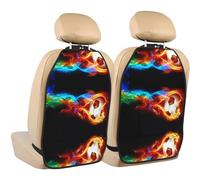 WANLON Fire Dragon Roll - Alfombrilla de almacenamiento antipatadas para asientos de coche, 2 protectores de respaldo de asiento, cobertura contra huellas y arañazos