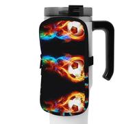 WANLON Fire Dragon Roll Soccer - Bolsa de accesorios versátil para botella deportiva, ideal para caminar, senderismo, yoga, gimnasio, resistencia al agua y a prueba de golpes, Black, M, Soporte para
