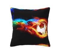 WANLON Fundas decorativas de almohada de 16 x 16 pulgadas, cojines suaves para sofá, cama, dormitorio, sala de estar, hogar, casa de campo, dragón de fuego, fútbol