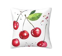 WANLON Fundas decorativas de almohada de 18 x 18 pulgadas, cojines suaves para sofá, cama, dormitorio, sala de estar, hogar, casa de campo, linda cereza pequeña