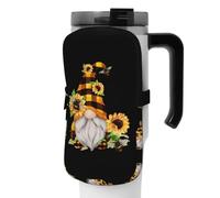 WANLON Gnome Bee - Bolsa de accesorios versátil para botella deportiva, diseño floral, color amarillo, ideal para caminar, senderismo, yoga, gimnasio, resistente al agua y a prueba de golpes, Black, S