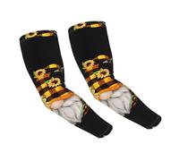 WANLON Gnome Bee - Mangas refrescantes unisex con estampado floral amarillo - Mangas elásticas de seda de hielo con protección solar, ideal para correr al aire libre, ciclismo