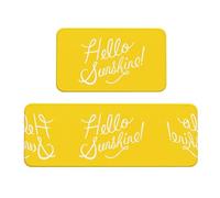 Wanlon Goodlooking Hello Sunshine - Juego de 2 alfombrillas para cocina, cómodas con diseño de fregadero de granja, decoración ideal para el hogar, alfombras de lavandería de pie