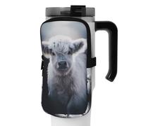 WANLON Gray Cow - Bolsa de accesorios versátil para botellas deportivas, ideal para caminar, senderismo, yoga, gimnasio, resistencia al agua y a prueba de golpes, Black, S, Soporte para tarjetas de