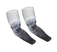 WANLON Gray Cow - Mangas refrescantes unisex - Mangas elásticas de seda de hielo con protección solar, ideal para correr al aire libre, ciclismo