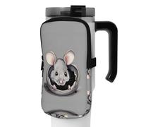 WANLON Grey Rat - Bolsa de accesorios versátil para botella deportiva, ideal para caminar, senderismo, yoga, gimnasio, resistencia al agua y a prueba de golpes, Black, M, Soporte para tarjetas de